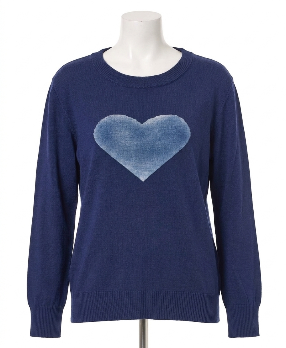 NEW ANGEL APPAREL heart knit top in denim